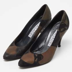 Casadei Black/Brown Printed Nubuck Leather Pointed Toe Pumps Size 39