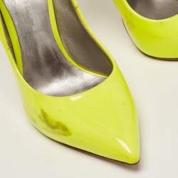 Pre Owned Casadei Neon Yellow Patent Leather Blade Pumps Size 38