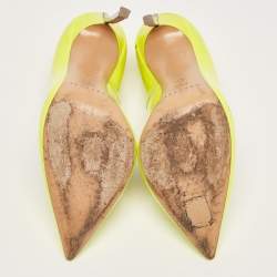 Pre Owned Casadei Neon Yellow Patent Leather Blade Pumps Size 38