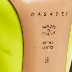 Pre Owned Casadei Neon Yellow Patent Leather Blade Pumps Size 38