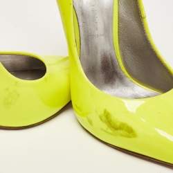 Pre Owned Casadei Neon Yellow Patent Leather Blade Pumps Size 38