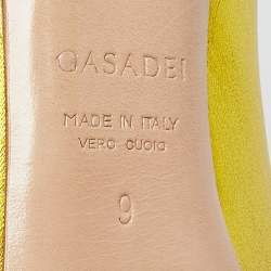 Pre Owned Casadei Metallic Gold Leather Pointed Toe Pumps Size 39