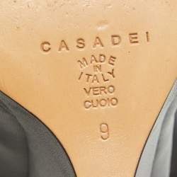 Casadei Black Leather Wedge Platform Ankle Booties Size 39
