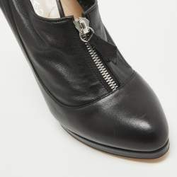 Casadei Black Leather Wedge Platform Ankle Booties Size 39