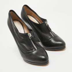 Casadei Black Leather Wedge Platform Ankle Booties Size 39