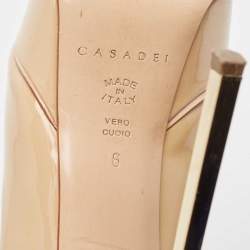 Pre Owned Casadei Beige Patent Peep Toe Pumps Size 36