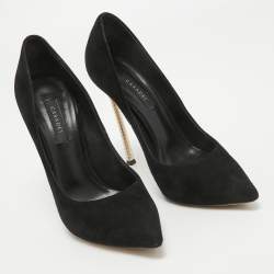 Casadei Black Suede Pearl Blade Pumps Size 36.5