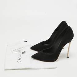 Casadei Black Suede Pearl Blade Pumps Size 36.5