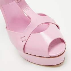 Pre Owned Casadei Pink Leather Platform Peep Toe Sandals Size 39