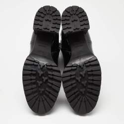 Pre Owned Casadei Black Patent Leather Block Heel Ankle Boots Size 40