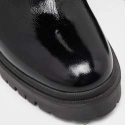 Pre Owned Casadei Black Patent Leather Block Heel Ankle Boots Size 40