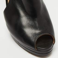 Casadei Black Leather Cutout Peep Toe Platform Booties Size 40