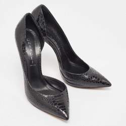 Pre Owned Casadei Black Patent Embossed Python D'orsay Pumps Size 40