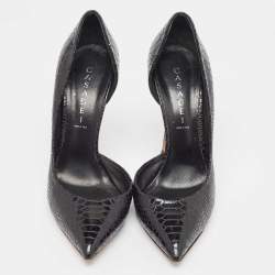 Pre Owned Casadei Black Patent Embossed Python D'orsay Pumps Size 40
