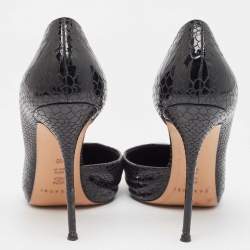 Pre Owned Casadei Black Patent Embossed Python D'orsay Pumps Size 40