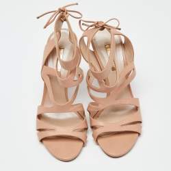 Casadei Beige Leather Open Toe Strappy Sandals Size 40