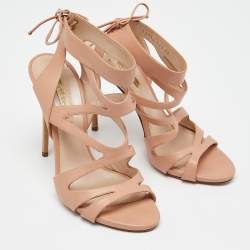 Casadei Beige Leather Open Toe Strappy Sandals Size 40