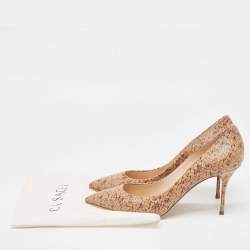 Casadei Brown Texture Leather Pointed Toe Pumps Size 39.5