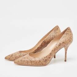Casadei Brown Texture Leather Pointed Toe Pumps Size 39.5