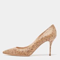 Casadei Brown Texture Leather Pointed Toe Pumps Size 39.5