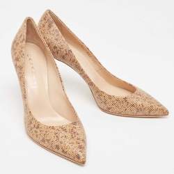 Casadei Brown Texture Leather Pointed Toe Pumps Size 39.5