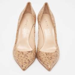 Casadei Brown Texture Leather Pointed Toe Pumps Size 39.5