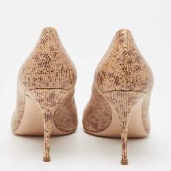 Casadei Brown Texture Leather Pointed Toe Pumps Size 39.5