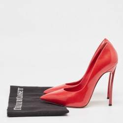 Pre Owned Casadei Red Patent Leather Pointed Toe Pumps Size 36