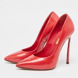 Pre Owned Casadei Red Patent Leather Pointed Toe Pumps Size 36