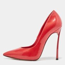 Pre Owned Casadei Red Patent Leather Pointed Toe Pumps Size 36