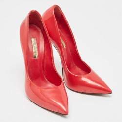 Pre Owned Casadei Red Patent Leather Pointed Toe Pumps Size 36