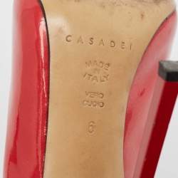 Pre Owned Casadei Red Patent Leather Pointed Toe Pumps Size 36