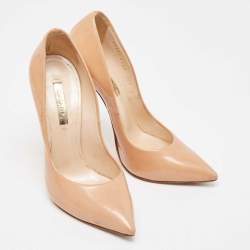 Casadei Beige Patent Leather Pointed Toe Pumps Size 36