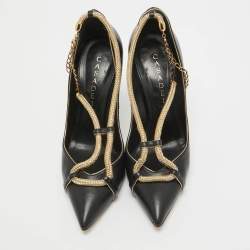 Casadei Black/Gold Leather Pumps Size 38