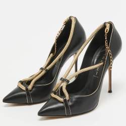 Casadei Black/Gold Leather Pumps Size 38