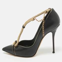 Casadei Black/Gold Leather Pumps Size 38