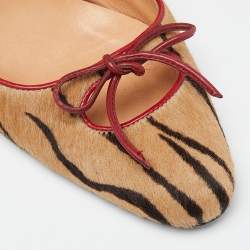 Casadei Brown/Red Zebra Print Calfhair Pointed Toe Pumps Size 34