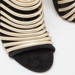 Casadei Black Suede and Leather Strappy Zip Sandals Size 37
