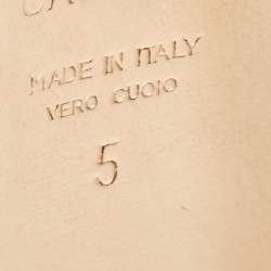 Pre Owned Casadei Rose Gold Textured Leather Slide Sandals Size 35