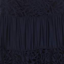 Pre Owned Catherine Malandrino Navy Blue Silk Blend Cut-out Paneled Maxi Skirt S