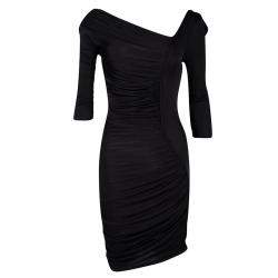 Pre Owned Catherine Malandrino Black Jersey Ruched Mini Dress S