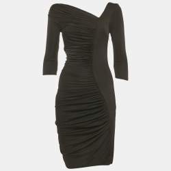 Pre Owned Catherine Malandrino Black Jersey Ruched Mini Dress S