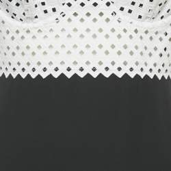 Pre Owned Catherine Malandrino Black/White Crepe and Lace Sleeveless Mini Dress S