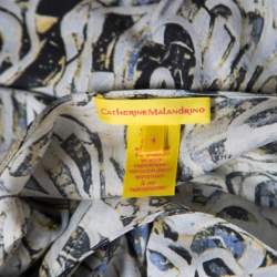 مملوكة مسبقًا فستان كاثرين مالاندرين حرير مطبوع متعدد الألوان بديرابيه وأكمام مكشكشة S