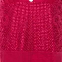 Catherine Malandrino Pink Cotton Eyelet Trim Detail Halter Dress M 