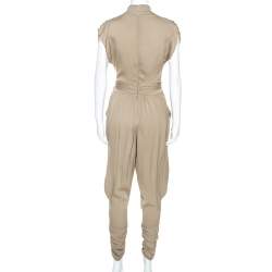 Catherine Malandrino Khaki Green Stretch Silk Draped Harem Jumpsuit S