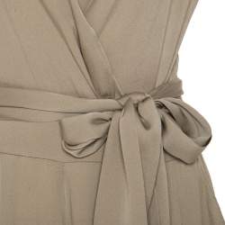 Catherine Malandrino Khaki Green Stretch Silk Draped Harem Jumpsuit S