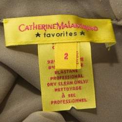 Catherine Malandrino Khaki Green Stretch Silk Draped Harem Jumpsuit S