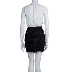 Pre Owned تنورة ميني كاثرين مالاندرينو حرير أسود مكشكش M