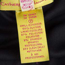 Pre Owned تنورة ميني كاثرين مالاندرينو حرير أسود مكشكش M